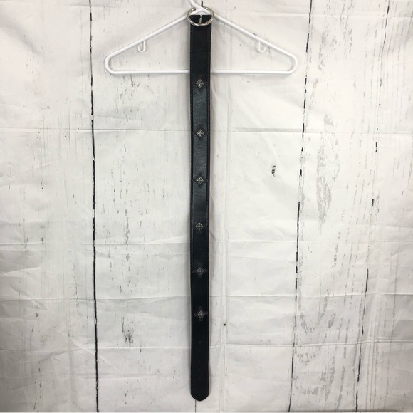 Brighton Black Embellished Embroidered Leather Belt Silver Buckle Medium… - Picture 12 of 15